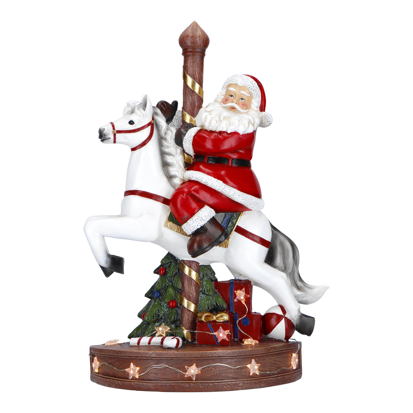 Santa And The HorseProduct description:
Measurements: - 22x10 cm
Functions:      - Led light
- Music box
Color: - Multi Color 