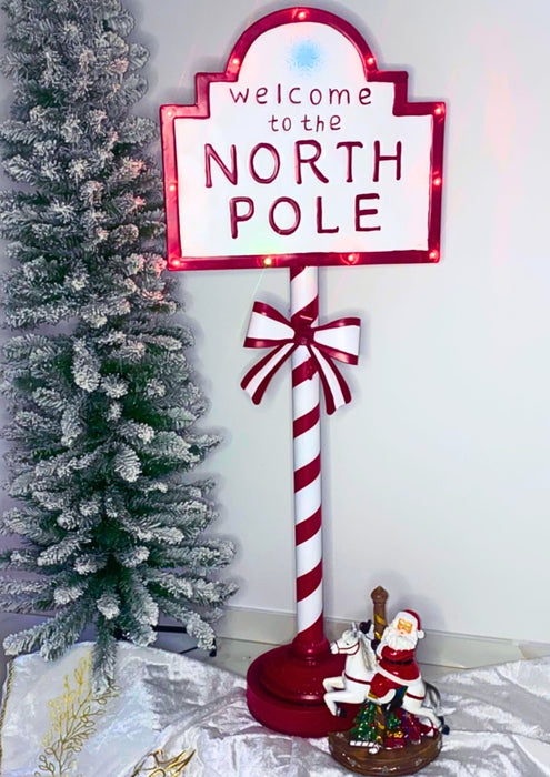 The North Pole Sign Led
Product description:
Measurements: - 45,5x23,5x120 cm
Quantity:- 1 
Function:-  Led
Color: - Red
- White